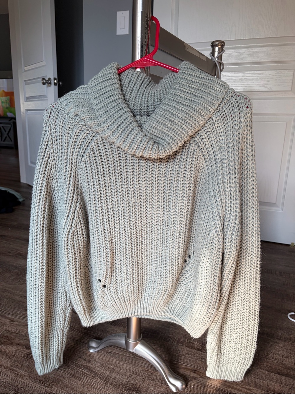 moon & madison Chunky Cowl Neck Sweater - Light Beige